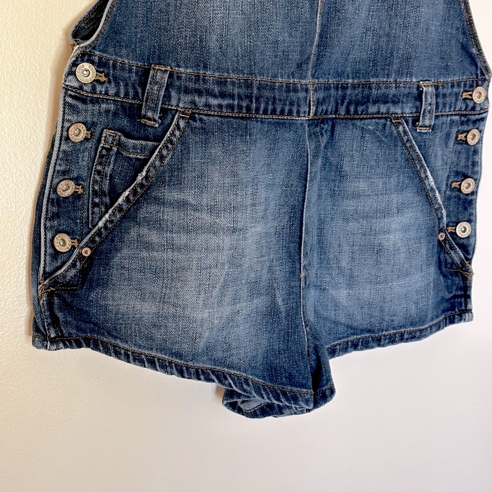 Free People Denim Shortalls Overalls with Cream Canvas Straps Size 28 - Picture 5 of 12